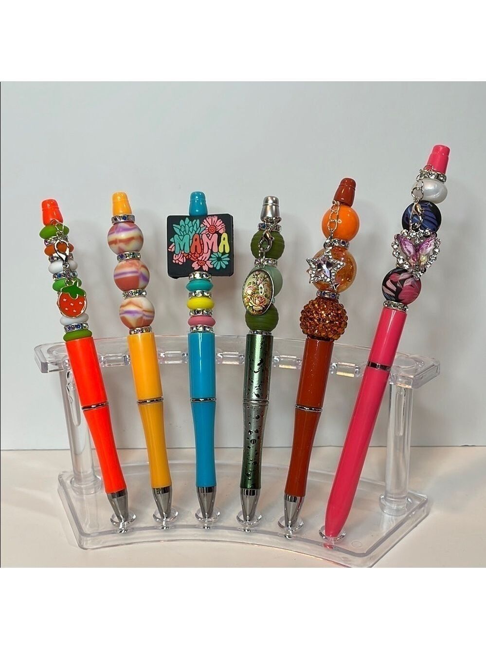 Beaded Decorative Office Pens Set with Character Charms